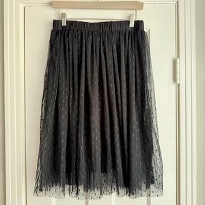 Forever 21 Polka Dot Midi Tulle Skirt Juniors L Black Lace Knee Length